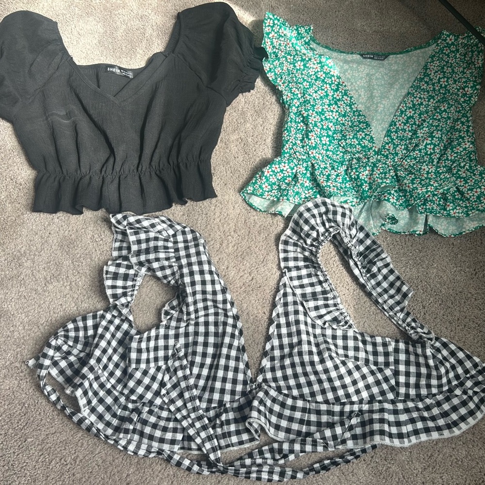 Black Puff Sleeve Top, Green and Black Top
